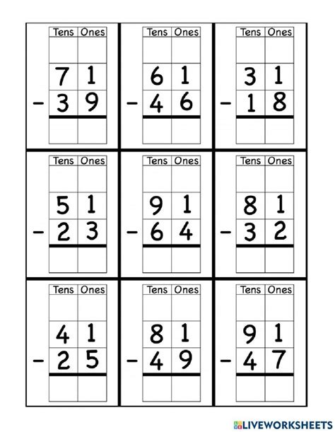 Subtraction with Regrouping worksheet .